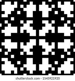 Seamless pattern. Tribe motif. Ancient backdrop. Shapes ornament. Ethnic embroidery background. Tribal wallpaper. Figures, squares image. Digital paper, web design, textile print. Vector artwork.