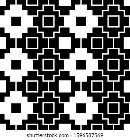 Seamless pattern. Tribe motif. Ancient mosaic. Inca crosses, squares ornament. Ethnic background. Tribal wallpaper. Folk image. Digital paper, web design, ethnical textile print. Vector artwork.