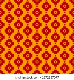 Motif harmonieux. Motif de la tribu. Fond d'écran de broderie ethnique. Arrière-plan éthique folk. Mosaïque ancienne. Croix inca, cercles ornement. Image tribale. Papier numérique pour le web design, papier textile. Image vectorielle