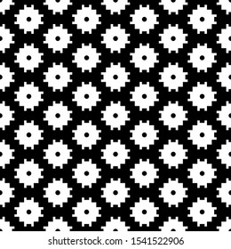 Seamless pattern. Tribe motif. Folk image. Figures ornament. Tribal wallpaper. Ancient mosaic. Crosses illustration. Digital paper, web design, textile print. Ethnic background. Vector artwork