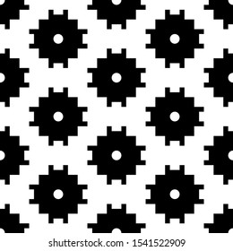 Seamless pattern. Tribe motif. Folk image. Figures ornament. Tribal wallpaper. Ancient mosaic. Ethnic background. Crosses illustration. Digital paper, web design, textile print. Vector artwork.
