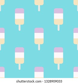 Seamless pattern with tricolor ice cream on a blue background