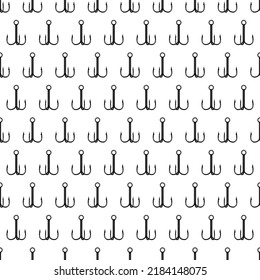 Seamless pattern of a triple fishing hooks