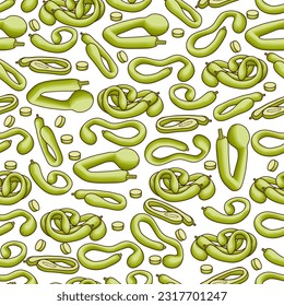 Patrón sin foco con Esquash de Tromboncino o calabaza de trombetta. Zucchino o zucchetta rampicante. Calabaza veraniega. Frutas y verduras. Clipart. Ilustración vectorial aislada en fondo transparente.