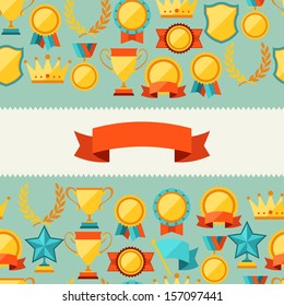 Seamless pattern with trophy and awards.