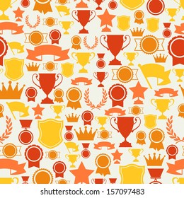 Seamless pattern with trophy and awards.