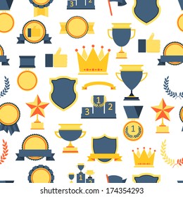 Seamless pattern with trophy and awards