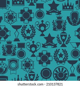 Seamless pattern with trophy and awards in flat design style.