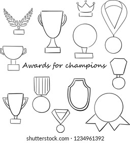 Seamless pattern with trophy and awards. Vector illustration