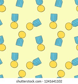 Seamless pattern with trophy and awards. Vector illustration