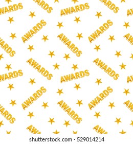 Seamless pattern of trophy sports awards in flat design style. Sports and business awards vector. Victory prize cup achievement and champion win competition. Objects isolated on white background.