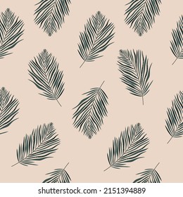 Seamless pattern with tropic leaves. Modern style. Vector, illustration