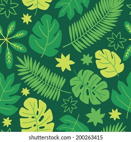 Seamless pattern with tropic leaves. Perfect for wallpapers, pattern fills, web page backgrounds, surface textures, textile, wrapping papers 