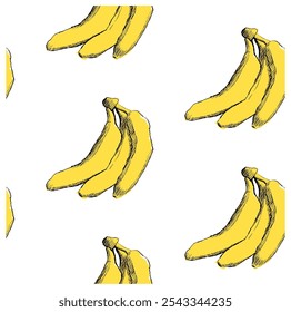 Seamless pattern with tropical bananas. Graphic Vector illustration.
