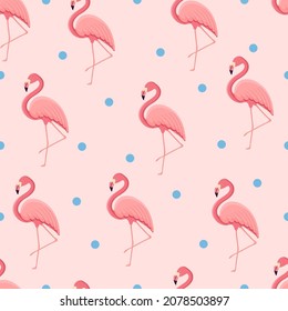 Nahtloses Muster mit tropischem Vogelspamingo. Textur mit einem Vogel für Textilien, Tapete, Print-Design, Kleidung Postkarten. Vektorgrafik