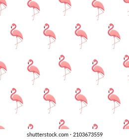 Seamless pattern with tropical bird flamingo. Texture with a bird for textiles, wallpaper, print design, clothes postcards. Vector illustration