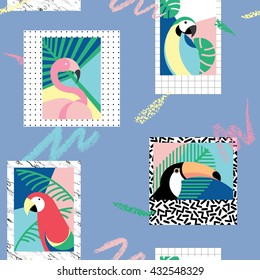 Seamless pattern with tropical birds 2