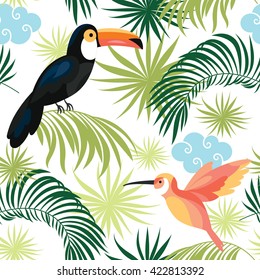 seamless pattern with tropical birds