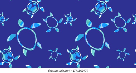 seamless pattern with tropical blue turtles. texture effect. Marine theme. for packaging, paper, fabric. print for clothes