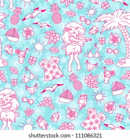 seamless pattern with tropical doodles (JPEG version available in my gallery)