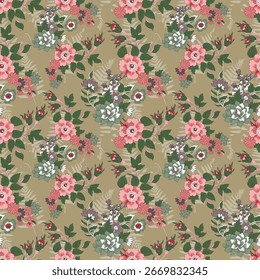 Padrão sem costura com flores secas tropicais em estilo boho pintado em aquarela para vestidos de verão têxteis de verão feminino e design de superfície