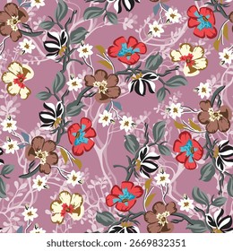 Padrão sem costura com flores secas tropicais em estilo boho pintado em aquarela para vestidos de verão têxteis de verão feminino e design de superfície
