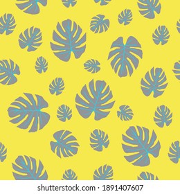 Seamless pattern from tropical exotic green monstera leaves on modern background. Vector illustration.
