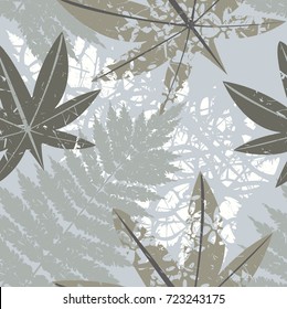 Seamless pattern with tropical, exotic leaves.  Image can be used for patterns, wallpaper, textures and backgrounds.