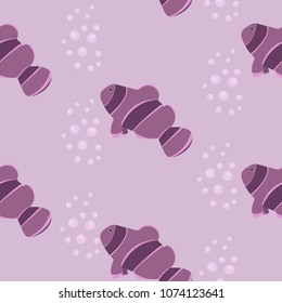 Seamless pattern with tropical fish in pastel colors. For decorating textiles, packaging and wallpaper. Vector illustration.