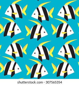 Seamless pattern with  tropical fish. Vector illustration.