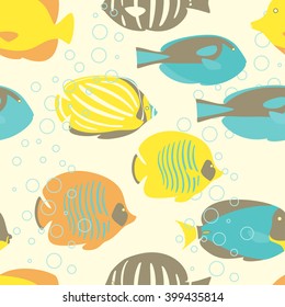Seamless pattern with tropical fish. Vector illustration.