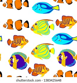 seamless pattern with tropical fishes,vector