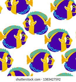 seamless pattern with tropical fishes,vector