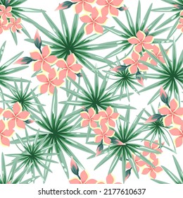seamless pattern of tropical floral and leaf for wallpaper and background.