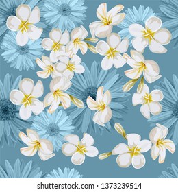 Seamless pattern with tropical flower vector illustration