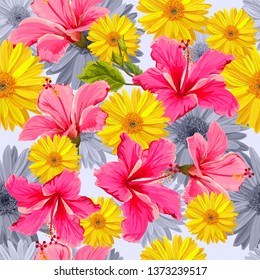Seamless pattern with tropical flower vector illustration