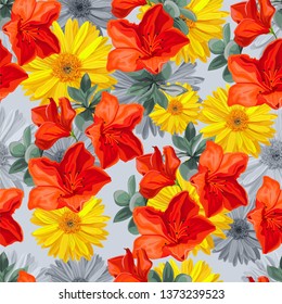 Seamless pattern tropical flower -vector