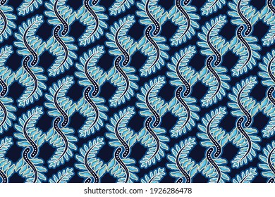 Seamless pattern with tropical flower vector Illustration, Summer batik style 
