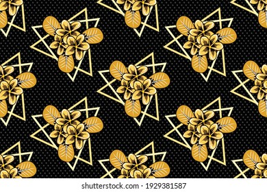 Seamless pattern with tropical flower vector Illustration, batik style 