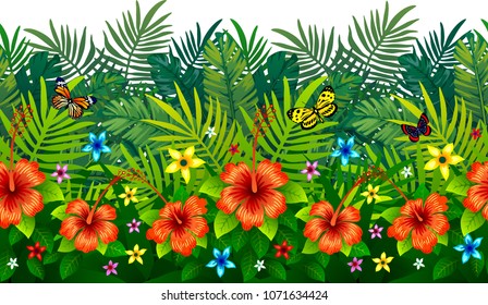 Seamless pattern with tropical flowers 