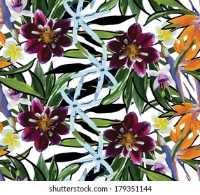 seamless pattern of tropical flowers