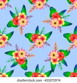 Seamless pattern of tropical flowers