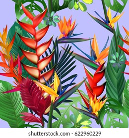 seamless pattern of tropical flowers.
