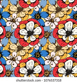 Seamless pattern with tropical flowers. Floral background. Summer print. Fabric design
