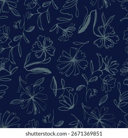 Patrón sin fisuras. Flores y hojas tropicales. Fondo oscuro. Colores de moda