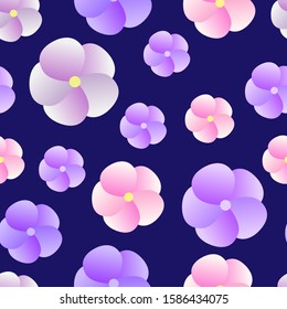 Seamless pattern with tropical flowers. On a blue background. Vector. Suitable for fabric, cover design, wrapping paper.
