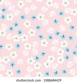 Seamless pattern with tropical flowers. Strelitzia.