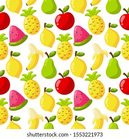 seamless pattern tropical fruit isolated on white background. vector illustration.