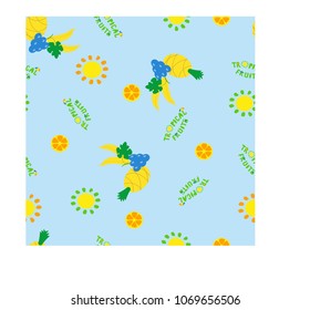 Seamless pattern with tropical fruits.