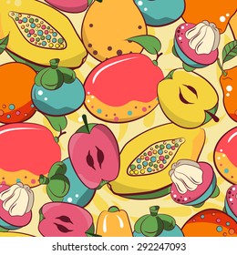 Seamless pattern of tropical fruits